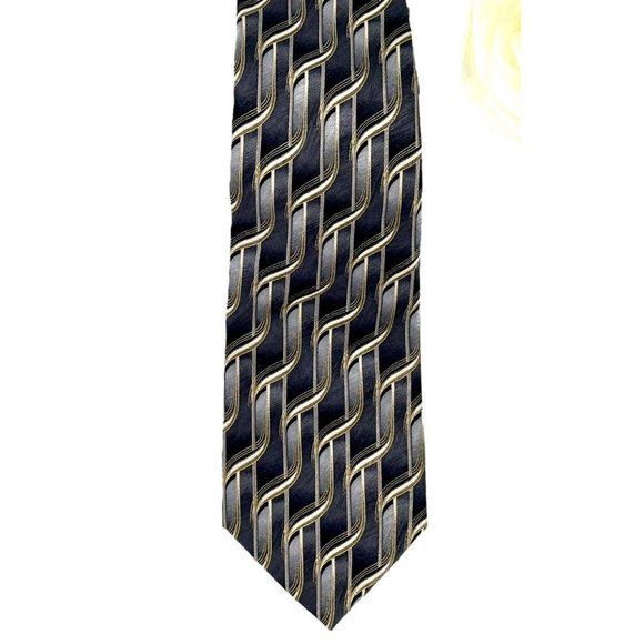 MARTIN WONG Screenplay Mens 100% Silk Tie Necktie Black Gray Silver Gold - Picture 4 of 8